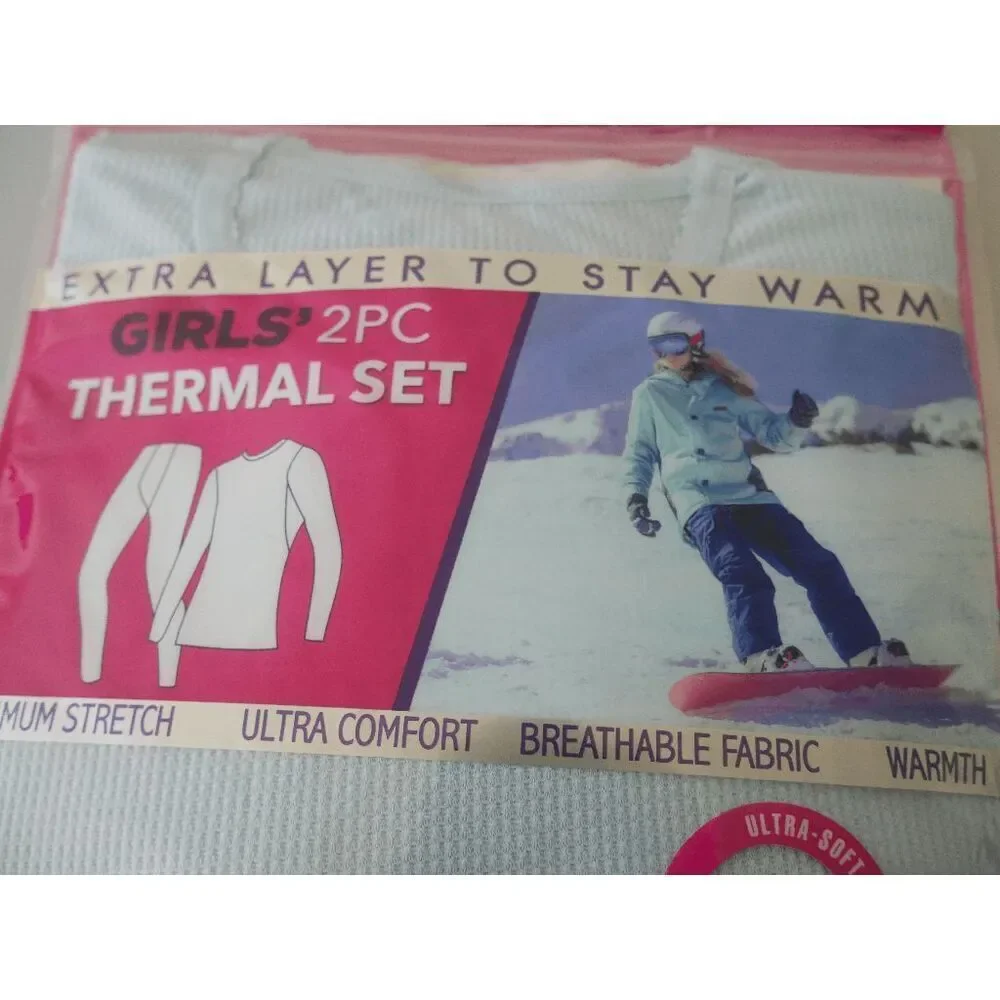 GO UNDER Girls 2PC Thermal Set PINK Base Layer Ultra-Soft Size S 6/6X